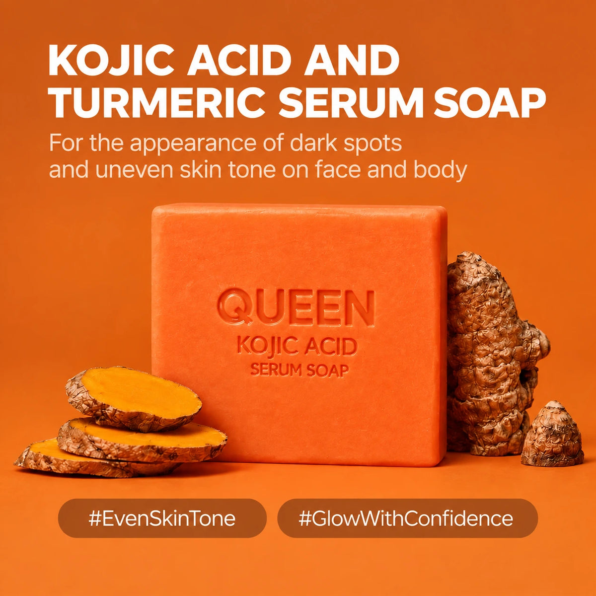 QUEEN Kojic Acid and Turmeric Serum Soap
